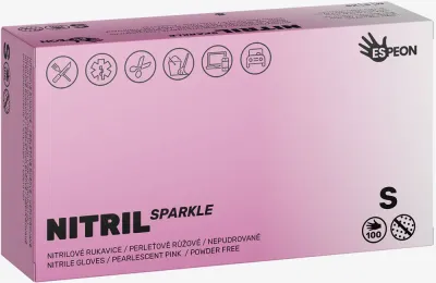 Espeon Nitril Sparkle Pearlescent Pink - Нитриловые неопудренные перчатки, 2 шт
