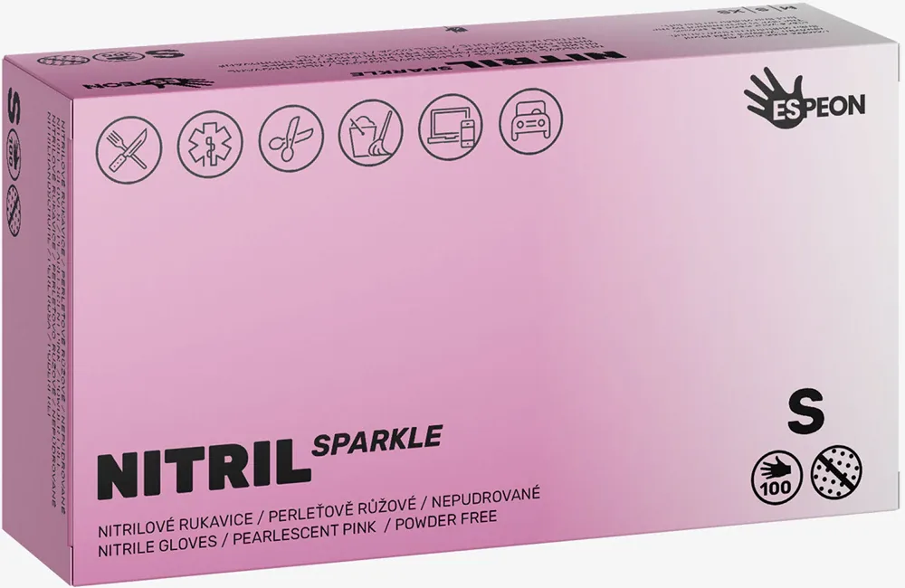 Espeon Nitril Sparkle Pearlescent Pink - Нитриловые неопудренные перчатки, 2 шт
