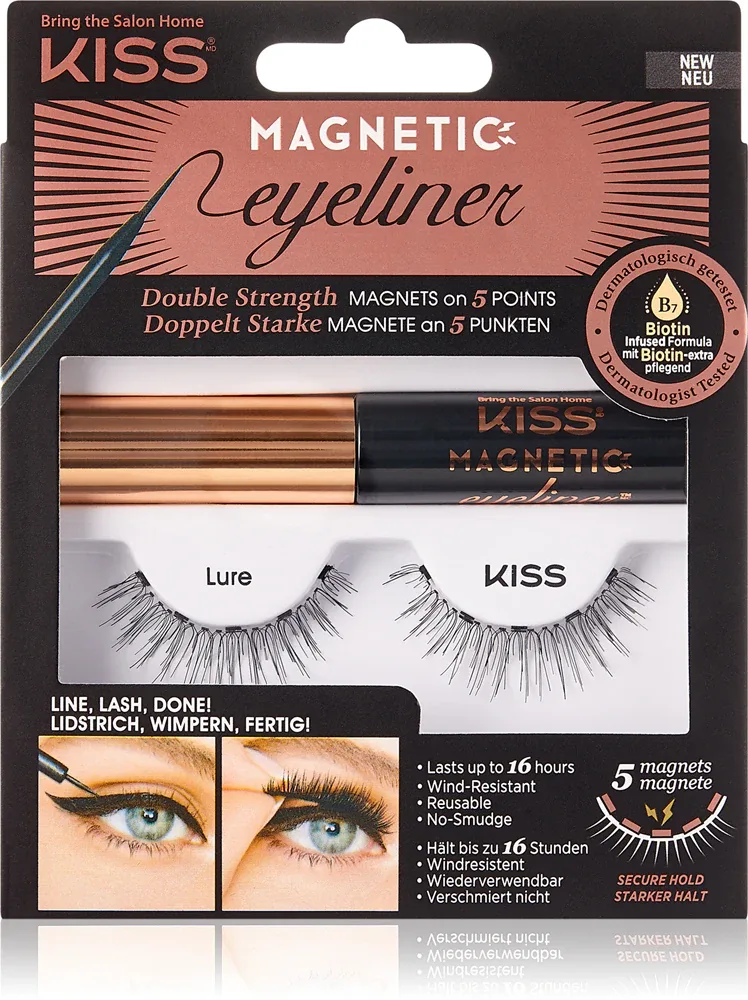 Накладные ресницы KISS Magnetic Eyeliner Eyelash Kit магнитные, с подводкой в наборе, оттенок 01 Lure