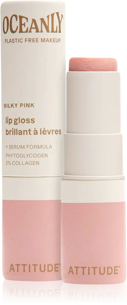 Attitude Oceanly Plastic Free Makeup - Блеск для губ с увлажняющим действием, 3.4 г, оттенок Silky Pink