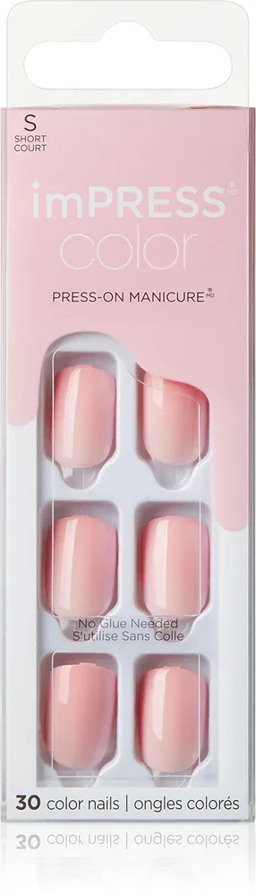 Накладные ногти KISS imPRESS Color Short самоклеящиеся, с эффектом гелевых ногтей, 30 шт Pick Me Pink