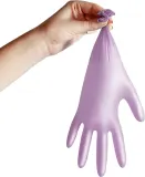 Перчатки нитриловые Espeon Nitril Sparkle Pearlescent Violet защитные, перламутровые фиолетовые, 2 × 50 шт — фото 4