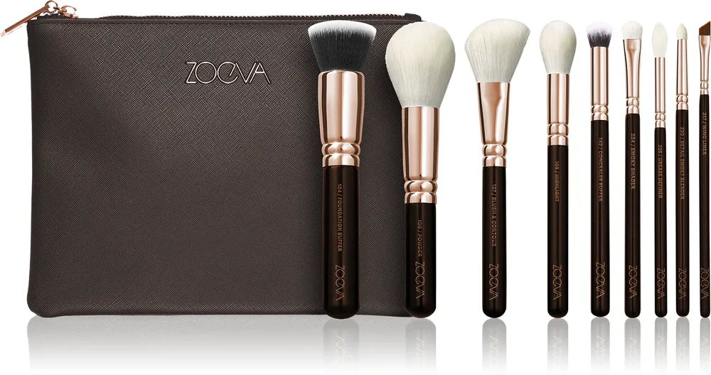 ZOEVA The Complete Brush Set Rose Golden Edition - Набор кистей с косметичкой, 1 шт