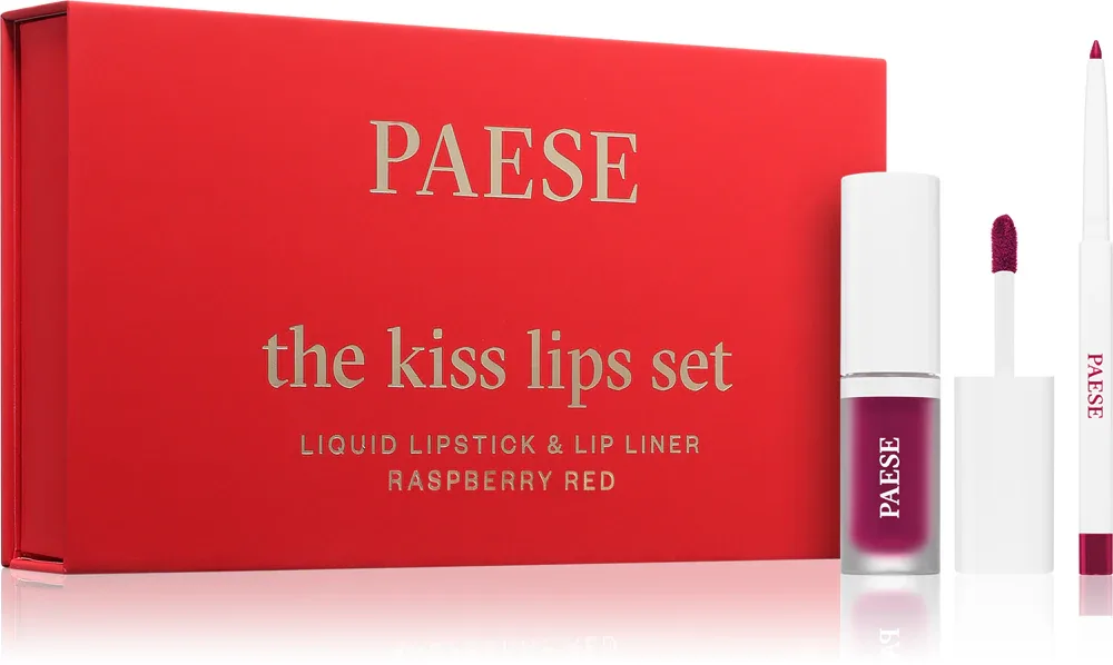 Paese The Kiss Lips Set Raspberry Red - Подарочный набор оттенка 05 Малиновый Ред, оттенок 05 Raspberry Red