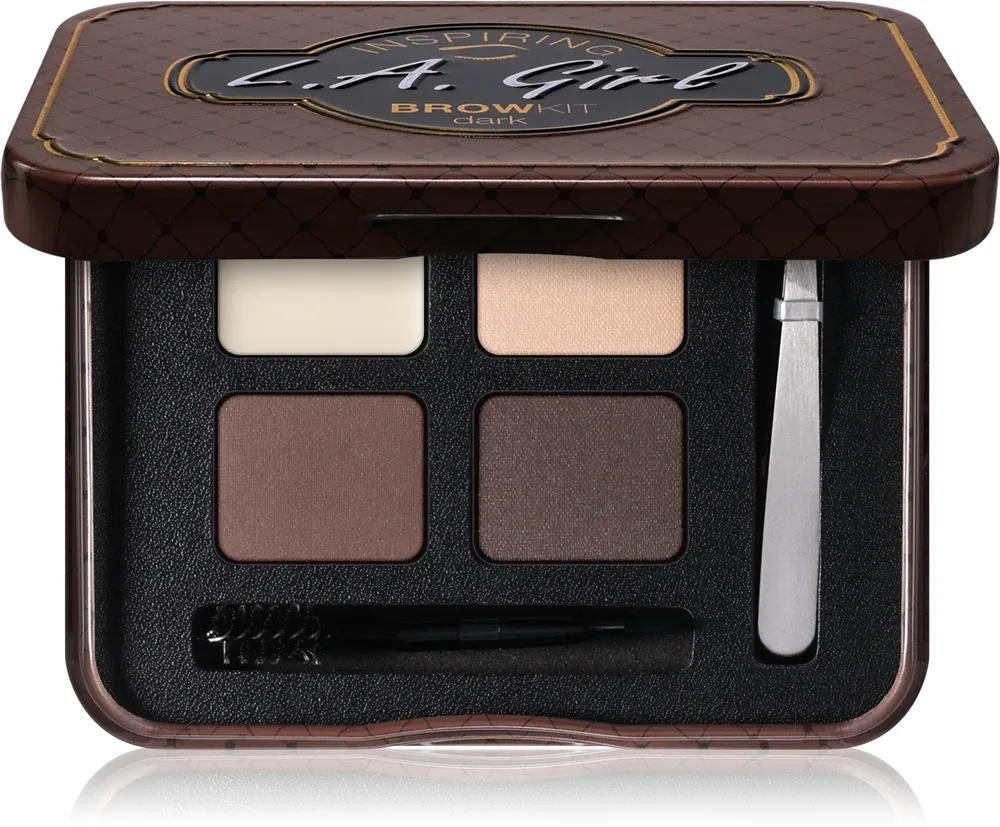 Палетка для бровей L.A. Girl Cosmetics Inspiring с воском и зеркальцем, три оттенка, 5,5 г, оттенок Dark and Defined