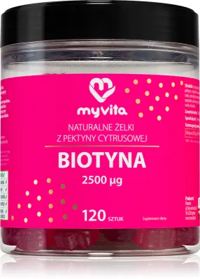 Жевательные мармеладки MyVita Naturalne Zelki Biotyna с биотином, для кожи, волос и ногтей, 120 шт