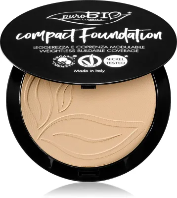 puroBIO Cosmetics Compact Foundation - Компактный порошковый тональный фонд SPF 10, 9 г