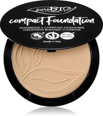 puroBIO Cosmetics Compact Foundation - Компактный порошковый тональный фонд SPF 10, 9 г, оттенок 02