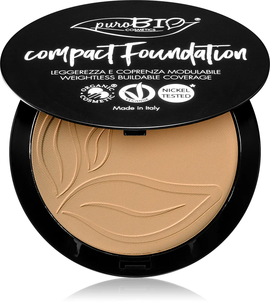 puroBIO Cosmetics Compact Foundation - Компактный порошковый тональный фонд SPF 10, 9 г, оттенок 03