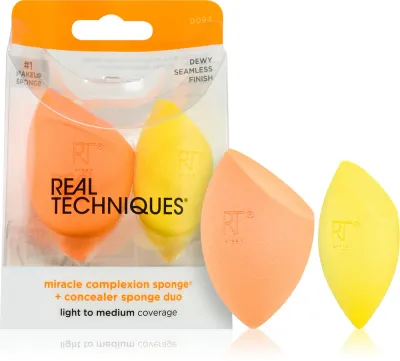 Real Techniques Sponge+ Miracle Complexion & Concealer - Кисть для макияжа 2 штуки, 1 шт