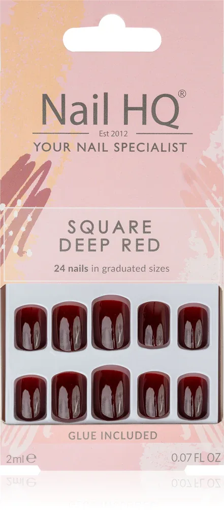 Nail HQ Square - искусственные ногти, 24 шт, оттенок Deep Red
