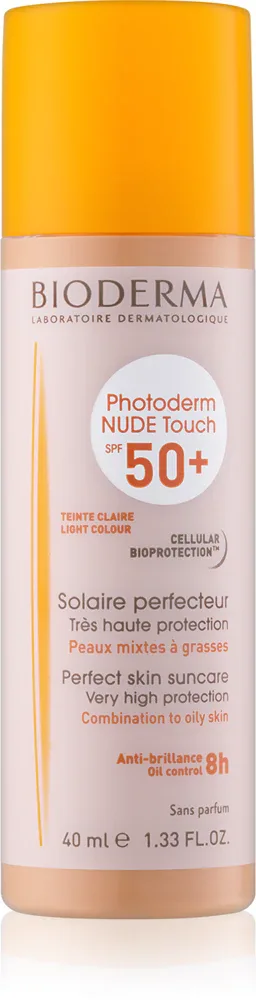 Bioderma Photoderm Nude Touch - Защитный тонизирующий флюид для жирной и комбинированной кожи SPF 50+, 40 мл, оттенок Light Colour 40 мл (BIR03209)