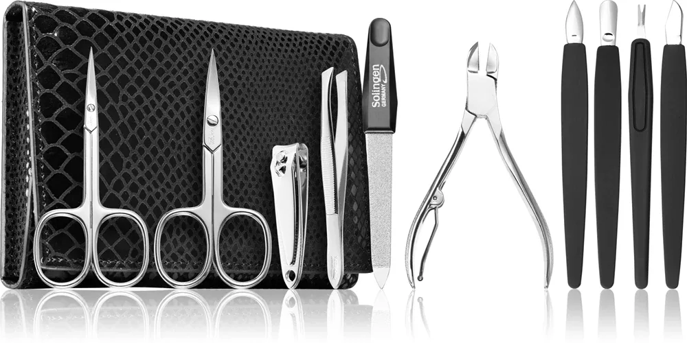 DuKaS Premium Line Solingen 252 - Набор для маникюра + кожаный чехол Black Black, 10 шт