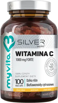 Капсулы MyVita Silver witamina C forte 1000mg с биофлавоноидами цитрусовых, 100 капсул с витамином C