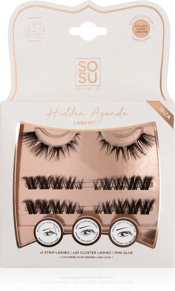 Накладные ресницы SOSU Cosmetics Hidden Agenda Lash Kit, набор с клеем, 1 шт Ibiza
