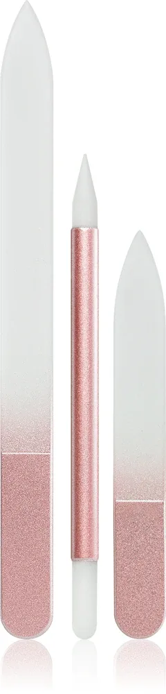 Набор для маникюра Crystal Bohemia Pink стеклянный, с пилками и палочкой для кутикулы