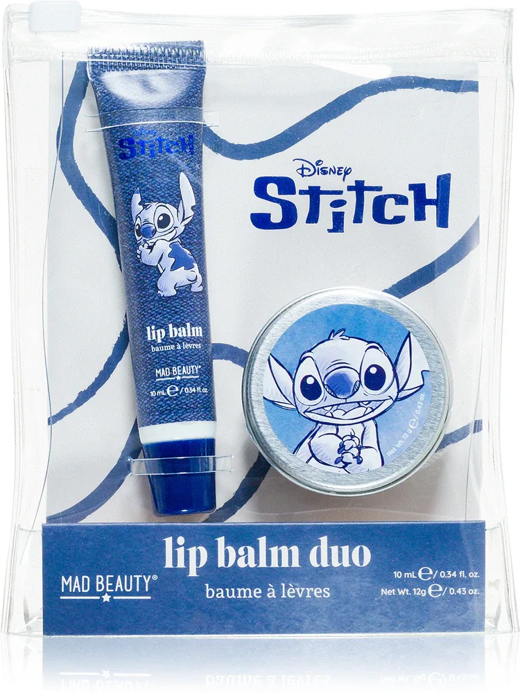 Набор для губ Mad Beauty Stitch Denim, увлажняющий блеск и бальзам, 2 шт