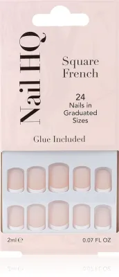 Nail HQ Square French - Искусственные ногти, 24 шт