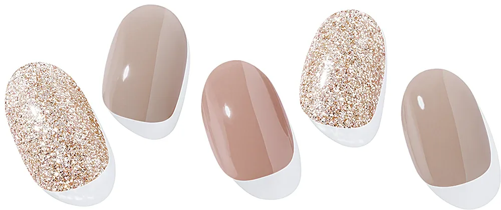 Гель-стикеры для ногтей ohora Gel Nail Sticker N Carmel, коричнево-золотистые, с эффектом глиттера, 1 шт, оттенок ND-315