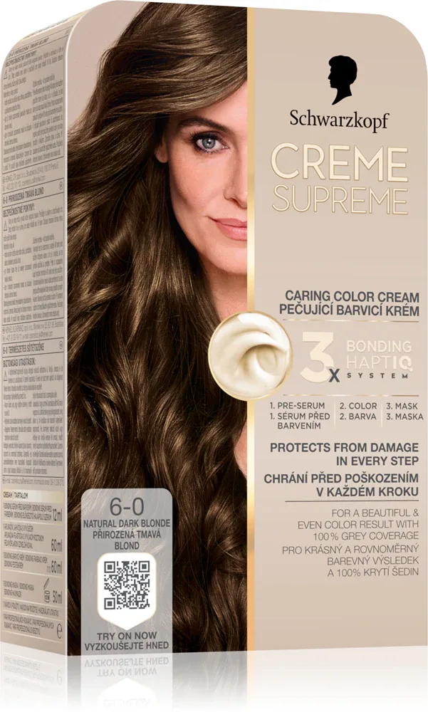 Schwarzkopf Creme Supreme - стойкая краска для волос, 60 мл, оттенок 6-0 Natural Dark Blonde
