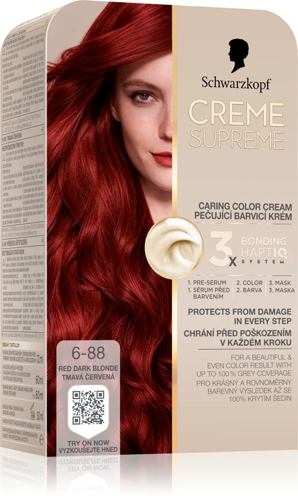 Schwarzkopf Creme Supreme - стойкая краска для волос, 60 мл, оттенок 6-88 Red Dark Blonde
