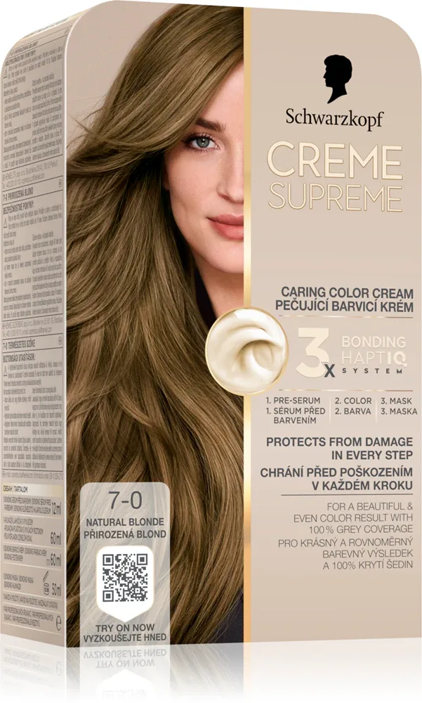 Schwarzkopf Creme Supreme - стойкая краска для волос, 60 мл, оттенок 7-0 Natural Blonde