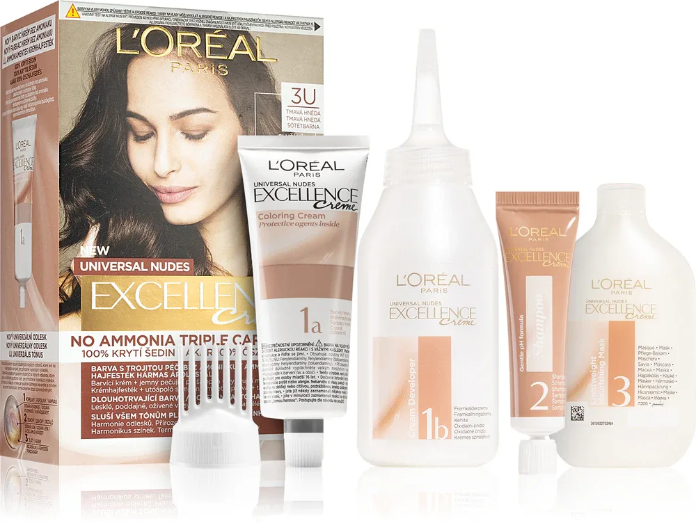 L’Oreal Paris Excellence Universal Nudes - стойкая краска для волос, 1 шт, оттенок 3U