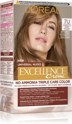 L’Oreal Paris Excellence Universal Nudes - стойкая краска для волос, 1 шт, оттенок BLONDE 7U