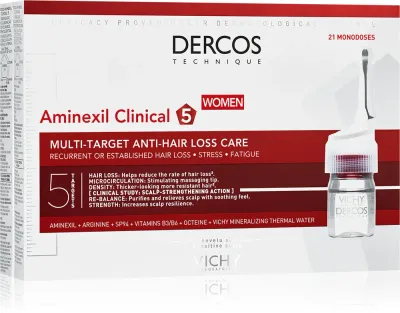 Vichy Dercos Aminexil Clinical 5 - Сыворотка для волос против выпадения для женщин, 21 мл
