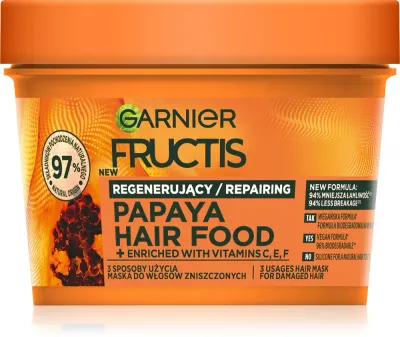 Garnier Fructis Papaya Hair Food - Регенерирующая маска для поврежденных волос, 400 мл