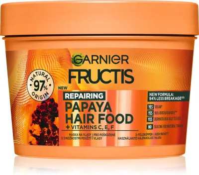 Garnier Fructis Papaya Hair Food - Регенерирующая маска для поврежденных волос, 400 мл, 400 мл (GAR04933)