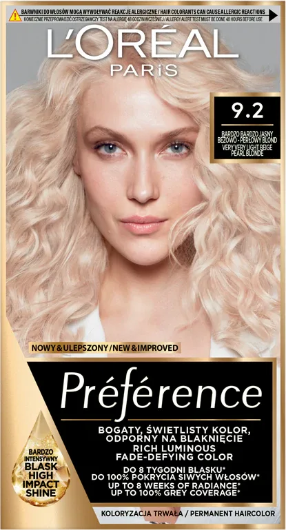 L’Oreal Paris Preference - Краска для волос, 1 шт, оттенок 9.2 Iridescent Blonde