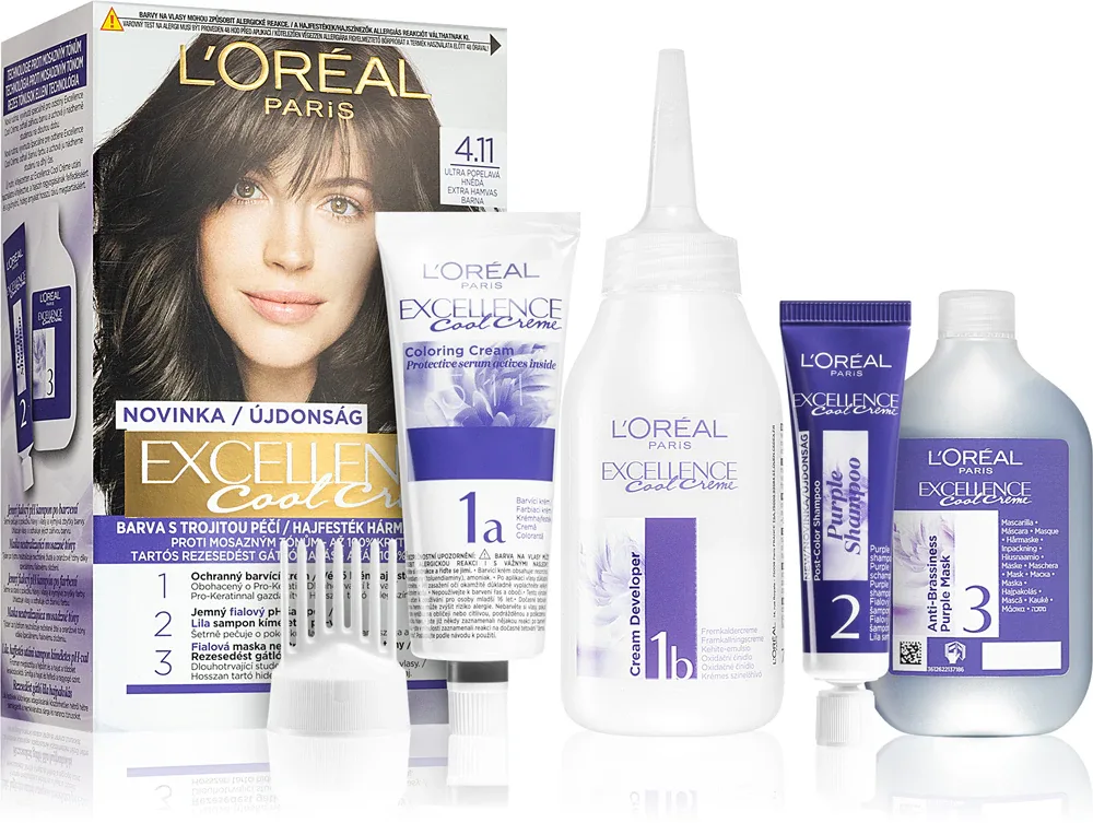 L’Oreal Paris Excellence Cool Creme - Краска для волос, 1 шт, оттенок 4.11 Ultra Ash Brown
