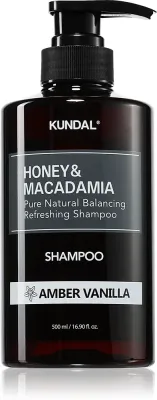 KUNDAL Honey & Macadamia Amber Vanilla - Натуральный шампунь для сухих и поврежденных волос, 500 мл