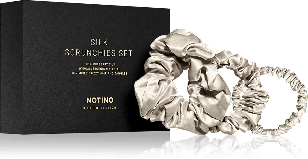Набор резинок для волос Notino Silk Collection Scrunchie Set шёлковых, 3 размера, 3 шт, оттенок Cream
