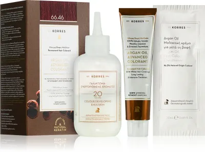 Стойкая краска для волос Korres Argan Oil с аргановым маслом, для домашнего окрашивания, 50 мл, оттенок 66.46 Intense Burgundy Red