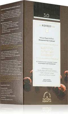 Стойкая краска для волос Korres Argan Oil с аргановым маслом, для домашнего окрашивания, 50 мл, оттенок 3.0 Dark Brown