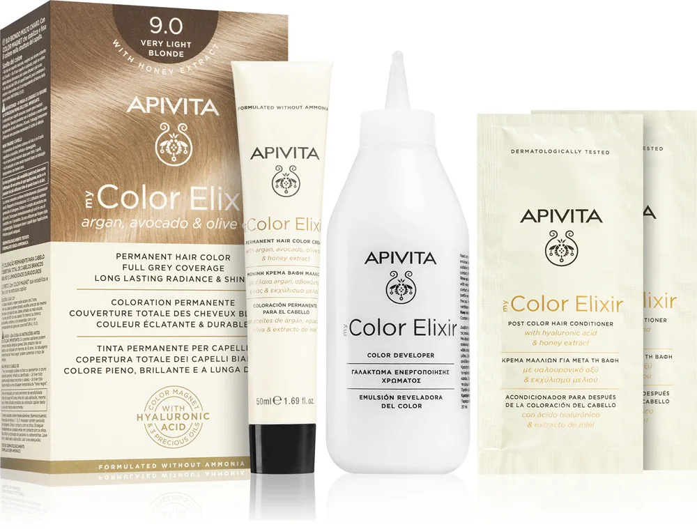 Apivita My Color Elixir - Краска для волос без аммиака, 1 шт, оттенок 9.0 Very Light Blonde