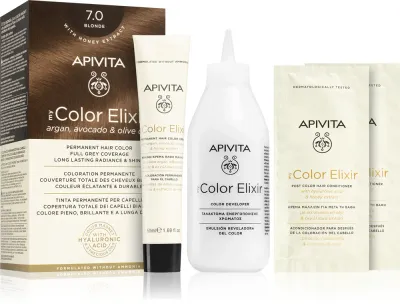 Apivita My Color Elixir - Краска для волос без аммиака, 1 шт, оттенок 7.0 Blonde