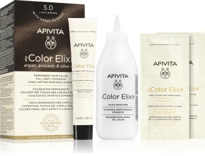 Apivita My Color Elixir - Краска для волос без аммиака, 1 шт, оттенок 5.0 Light Brown