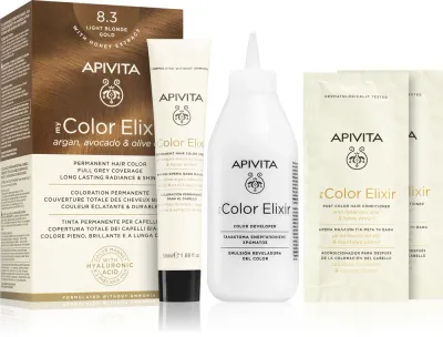 Apivita My Color Elixir - Краска для волос без аммиака, 1 шт, оттенок 8.3 Light Blonde Gold
