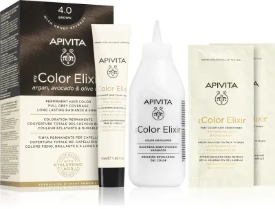 Apivita My Color Elixir - Краска для волос без аммиака, 1 шт, оттенок 4.0 Brown