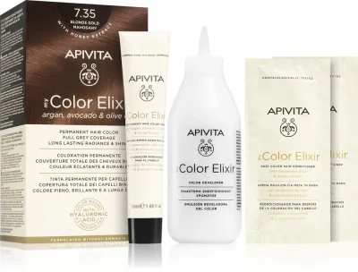Apivita My Color Elixir - Краска для волос без аммиака, 1 шт, оттенок 7.35 Blonde Gold Mahogany