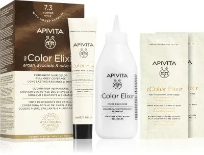 Apivita My Color Elixir - Краска для волос без аммиака, 1 шт, оттенок 7.3 Blonde Gold