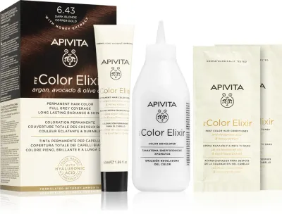 Apivita My Color Elixir - Краска для волос без аммиака, 1 шт, оттенок 6.43 Dark Blonde Copper Gold
