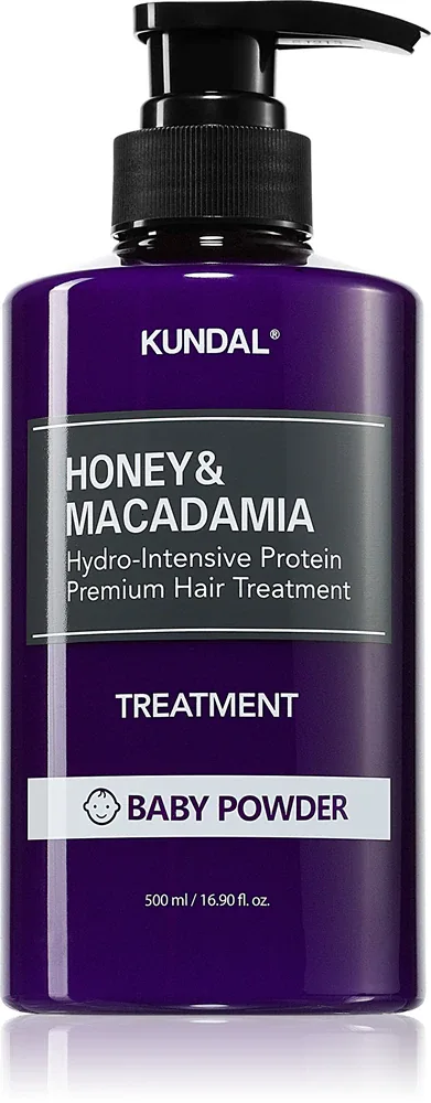 Маска для волос KUNDAL Honey Macadamia Baby Powder увлажняющая, с маслом макадамии, 500 мл