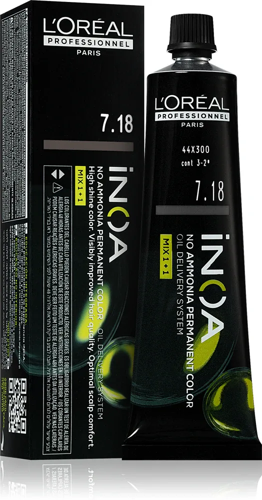 L’Oreal Professionnel Inoa - Постоянная краска для волос без аммиака, 60 мл, оттенок 7.18