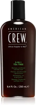 American Crew Hair & Body 3-IN-1 Tea Tree - шампунь, кондиционер для волос и гель для душа 3 в 1 для мужчин, 250 мл