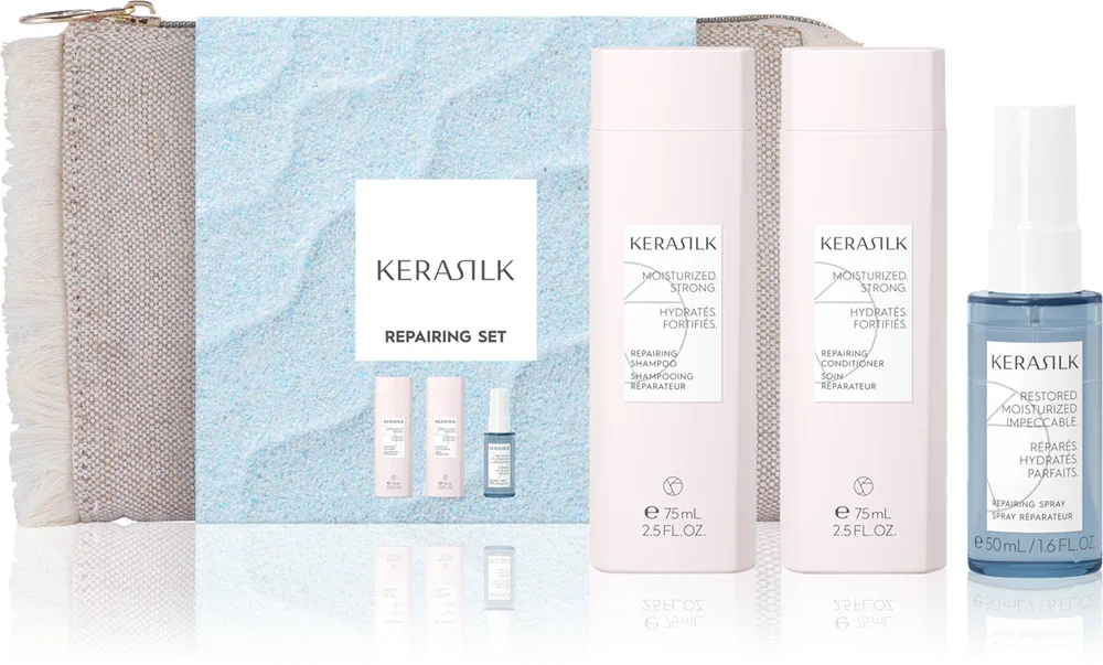 KERASILK Essentials Repairing Set - Набор для путешествий для сухих и поврежденных волос, 3 шт