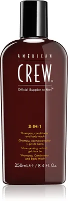 American Crew Hair & Body 3-IN-1 - шампунь, кондиционер для волос и гель для душа 3 в 1 для мужчин, 250 мл